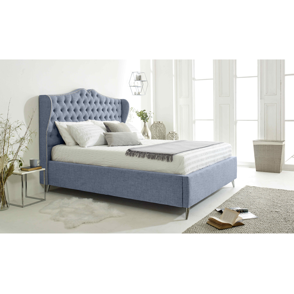 Eleganza Vanessa Single Dawn Grampian Fabric Bed Frame with Headboard Image 3