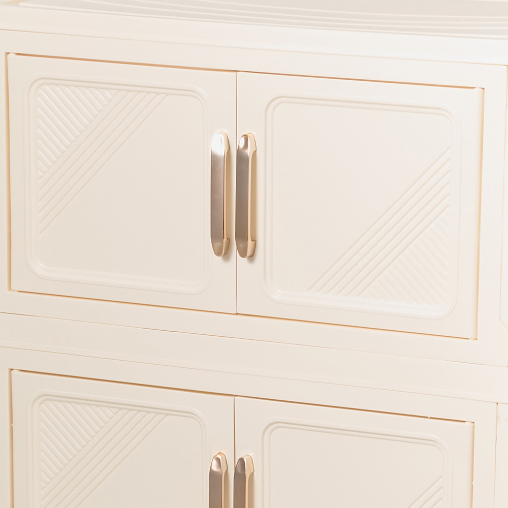 Living and Home 6 Door Cream Foldable Rolling Storage Cabinet Image 5