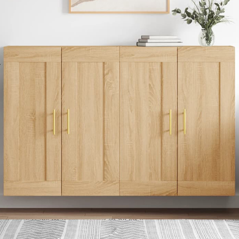 vidaXL 2 Door Brown Sonoma Oak Wall Mounted Cabinet 2 Pack Image 1
