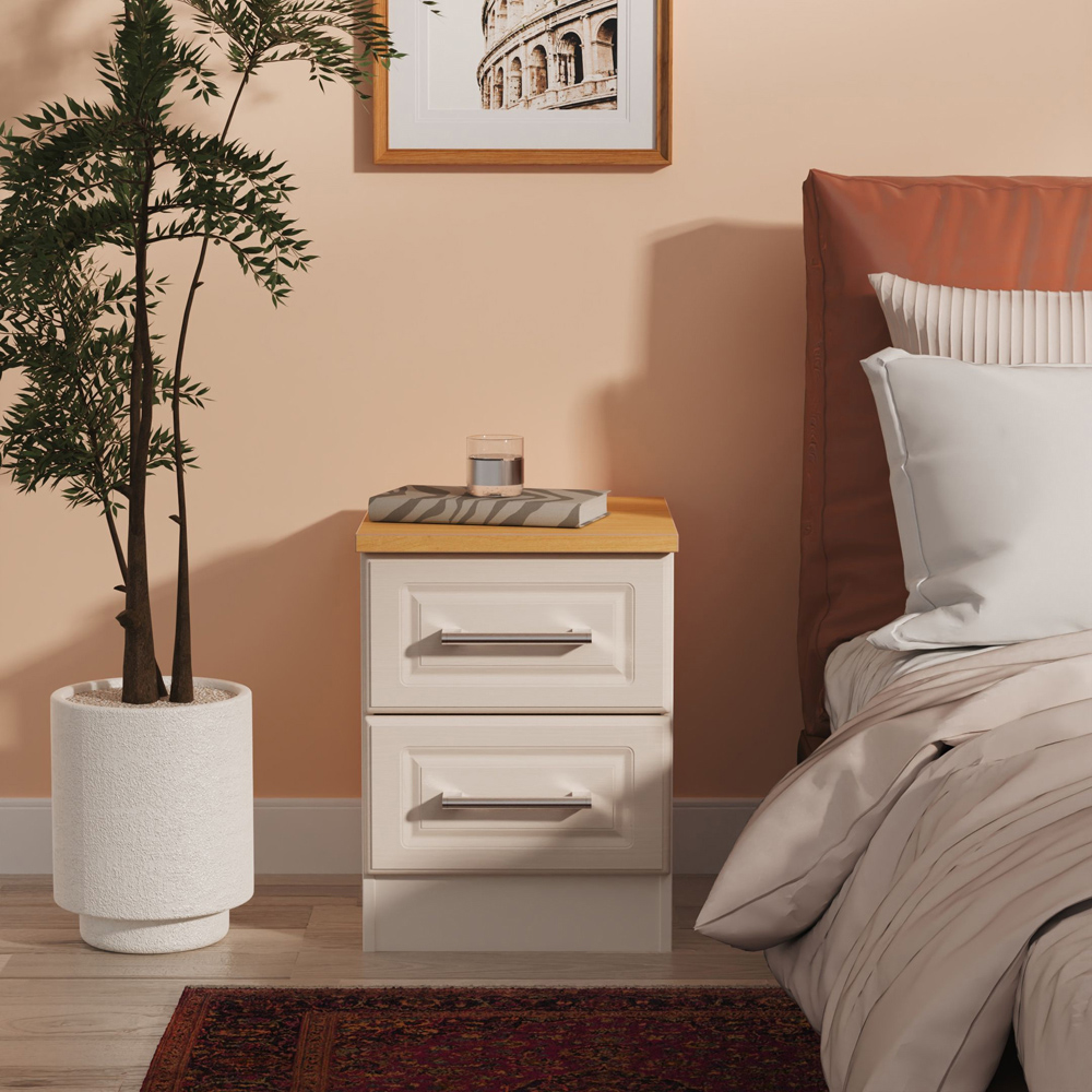 Crowndale Kent 5 Drawer Kashmir Ash and Modern Oak Compact Bedside Cabinet Ready Assembled Image 7