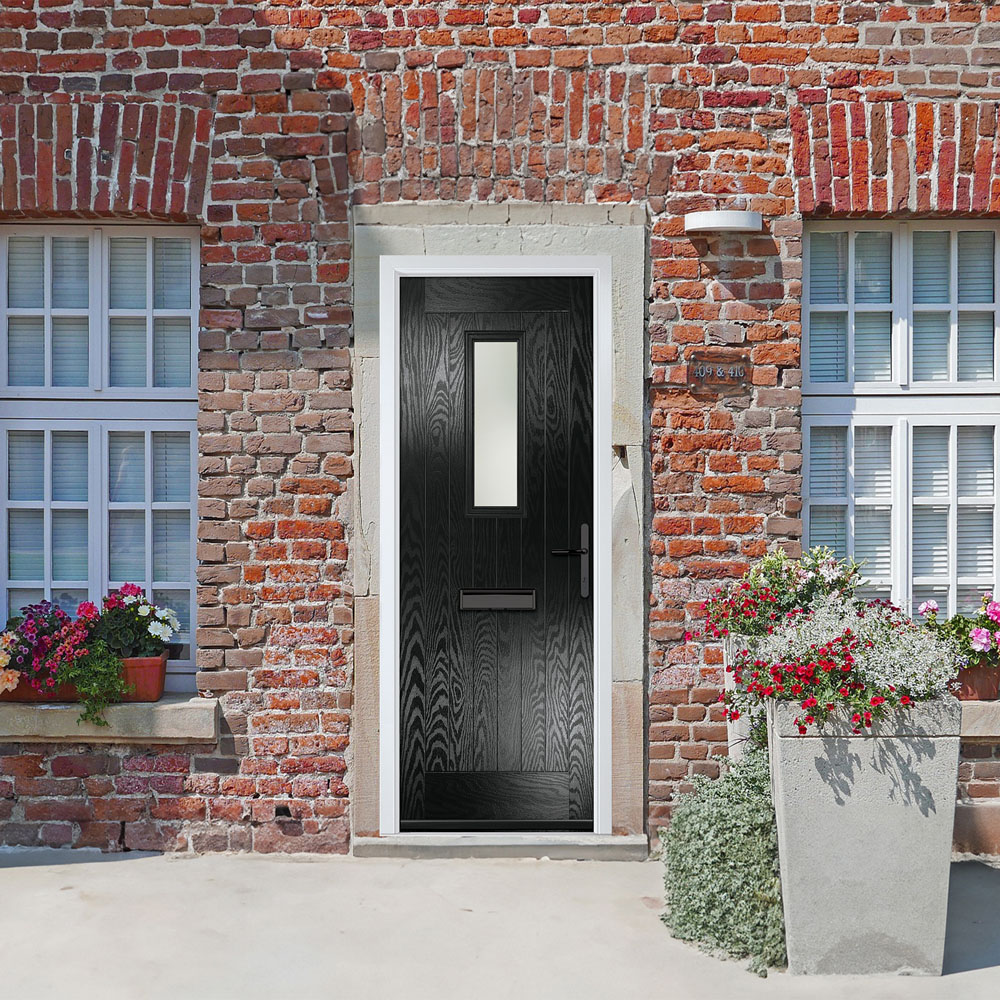 Crystal-Direct Sunningdale Black GRP Stipolytte Glass Left Hand Open Front Door 2090 x 890mm Image 2
