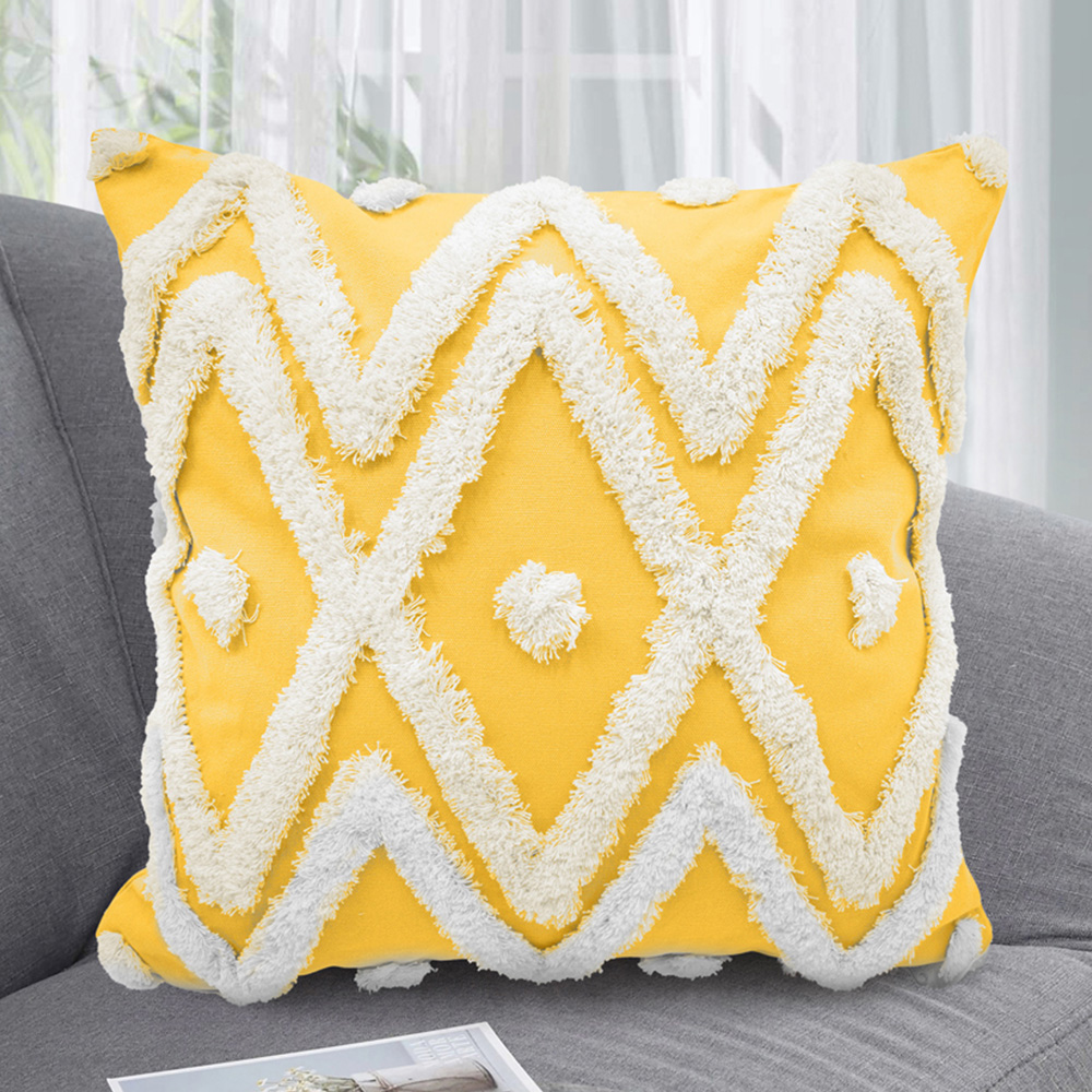 Intimates Bergen Tufted Ochre Filled Cushion 43 x 43cm 2 Pack Image 2