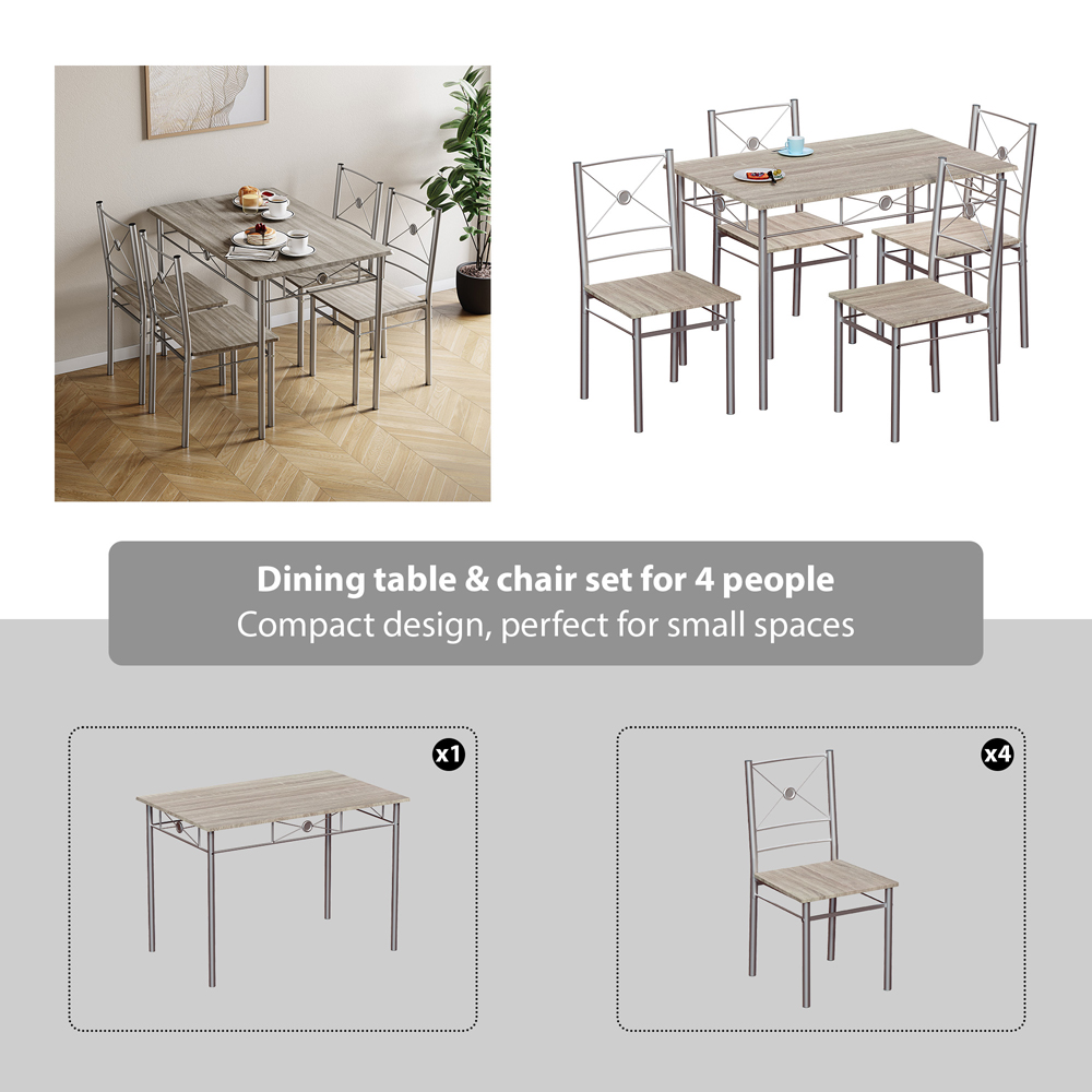 VIDA DESIGNS Roslyn 4 Seater Dining Set Oak Image 6