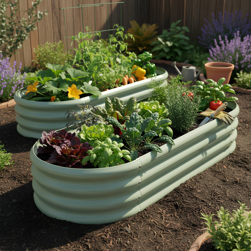 Harbour Housewares Green Rounded Galvanised Steel Raised Garden Bed 180 x 90cm Image 3