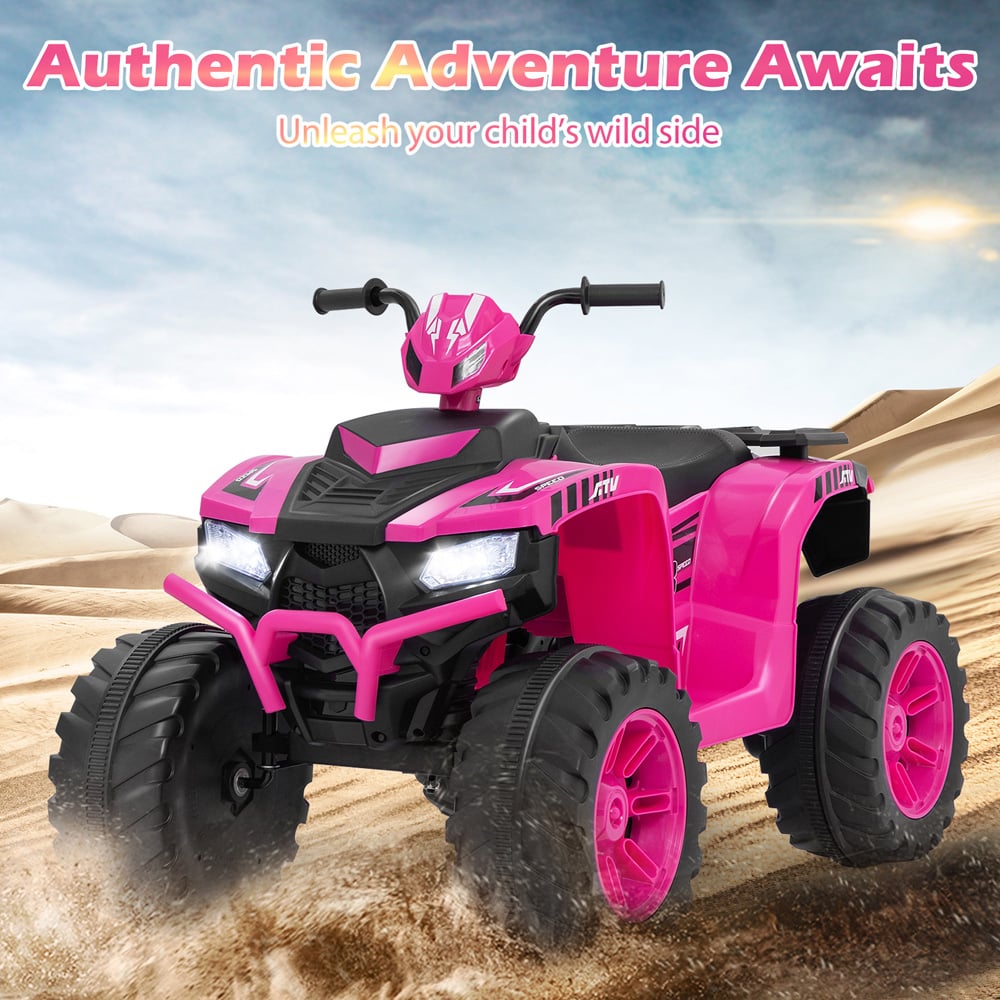Costway Kids Pink Ride On ATV Toy Car with LED Lights and Wireless Connection 24V Image 4