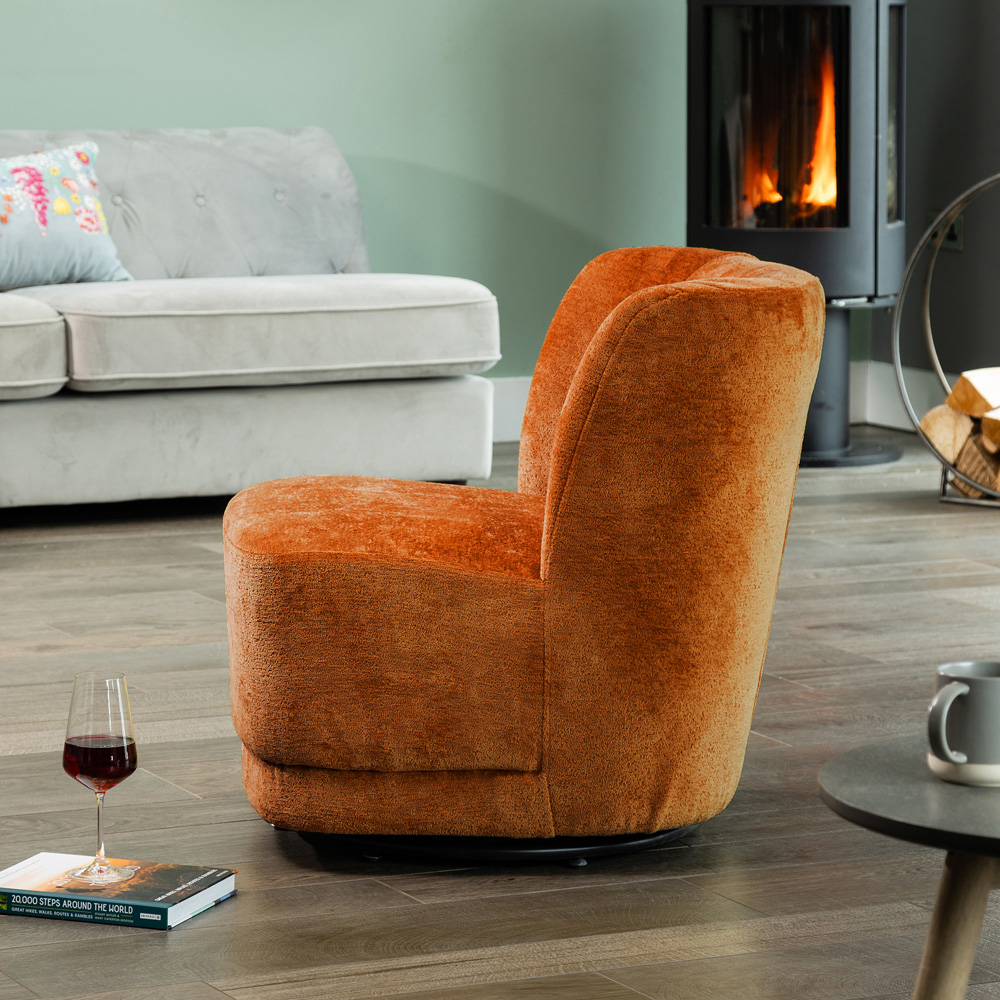 Artemis Home Camarillo Orange Fabric Swivel Base Accent Chair Image 4