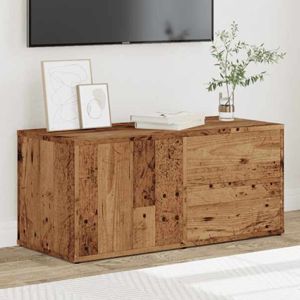 vidaXL Single Door 2 Drawer Old Wood TV Cabinet Image 1