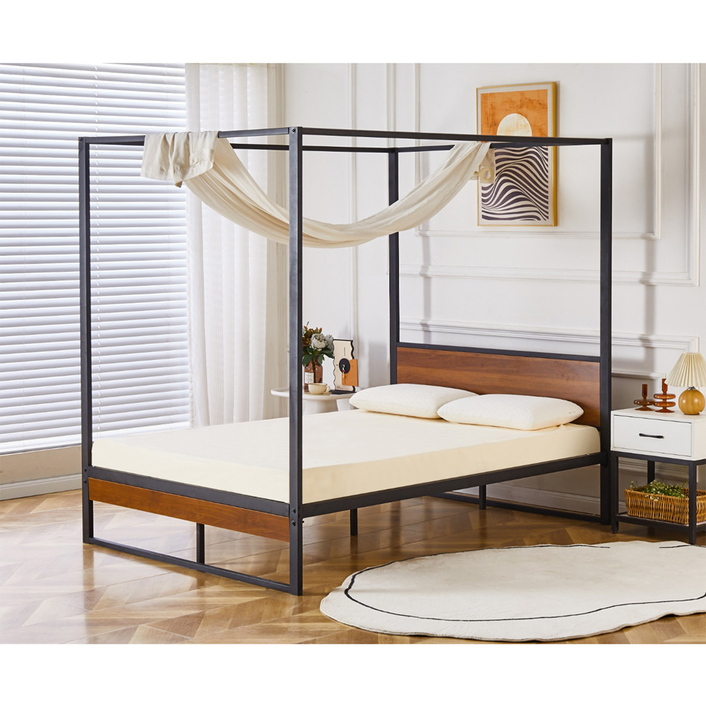 Flair Rockford Small Double Black 4 Poster Wood and Metal Bed Frame Image 5