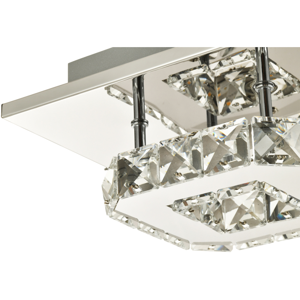 Happy Homewares Chrome Square Metal LED Ceiling Light with Crystal Glass Bead Image 5