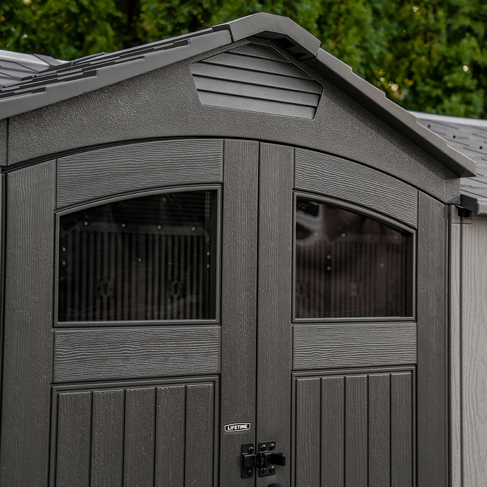 Lifetime Products 19 x 7ft Grey Side Entry Apex Garden Storage Shed Image 4