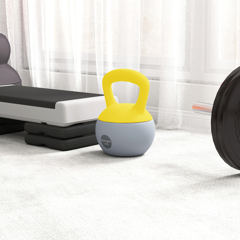SPORTNOW Yellow and Grey Soft Body Kettlebell with Non Slip Handle 12kg Image 4