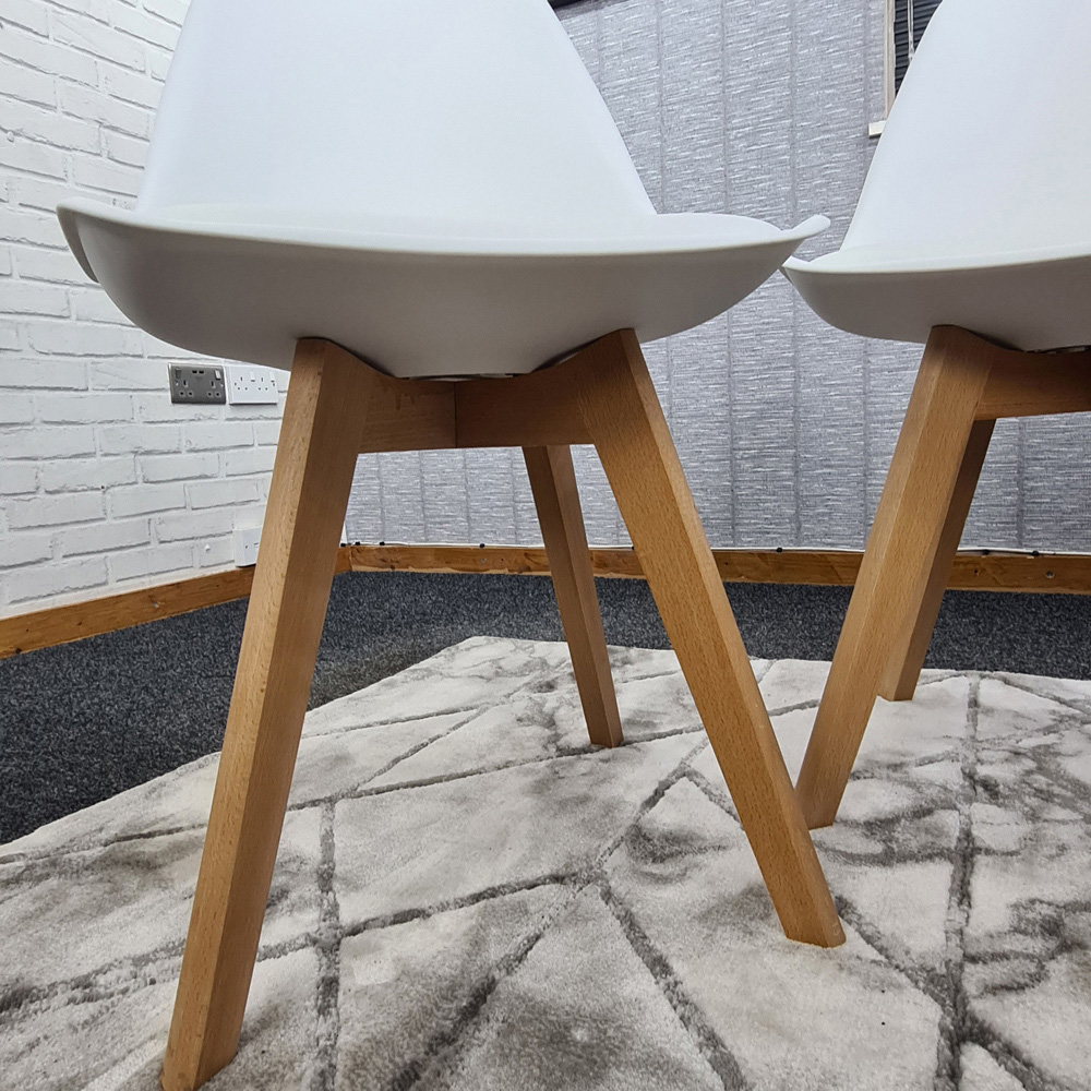 Kosy Koala Set of 4 White Plastic Dining Chair with Faux Leather Padded Seat Image 4