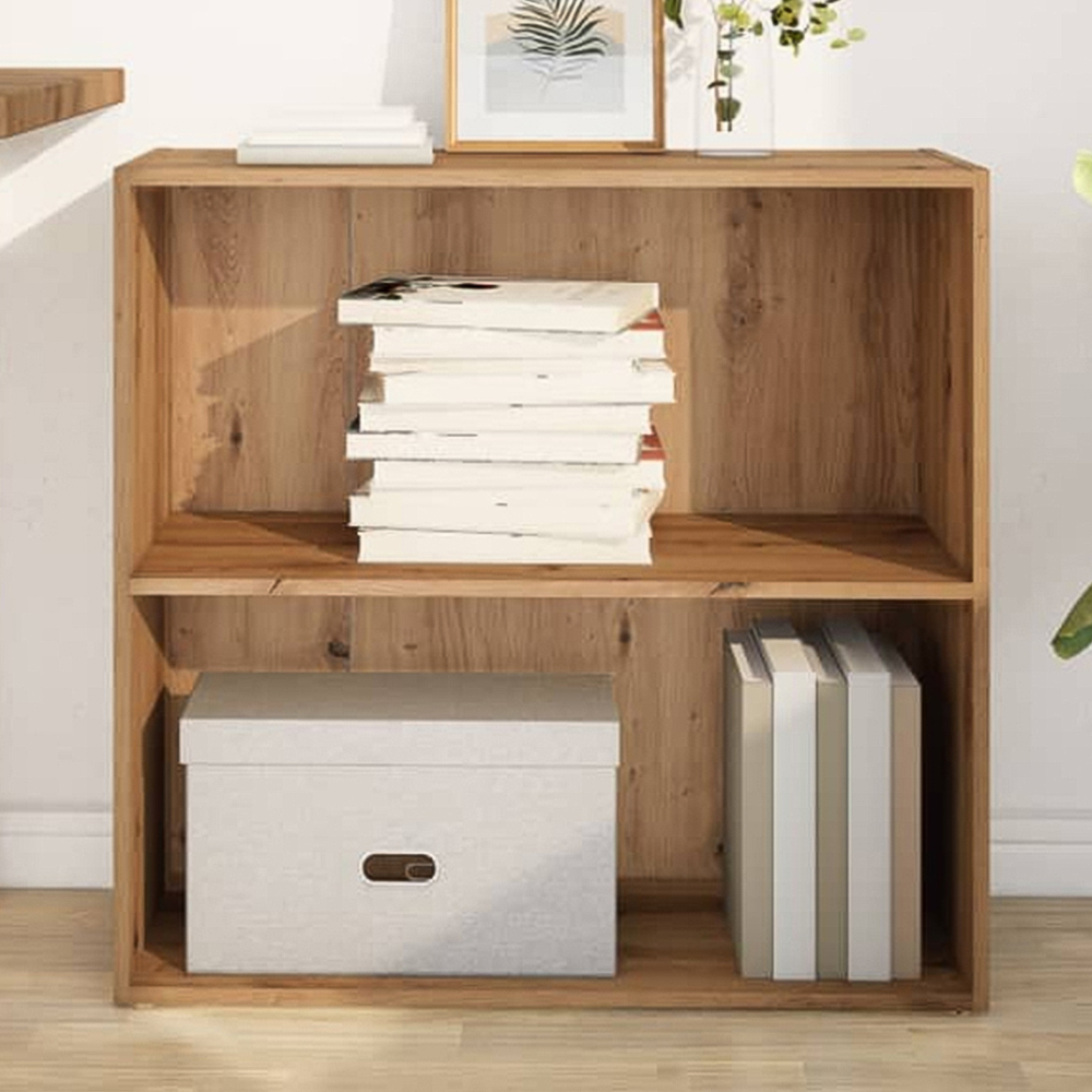 vidaXL 2 Shelf Artisan Oak Small Bookcase Image 1