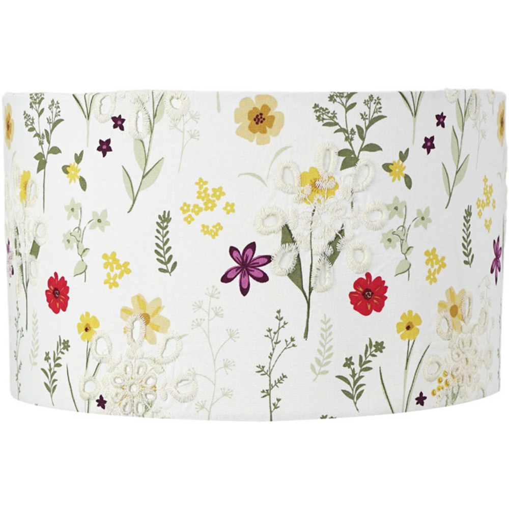 ValueLights Flora Flower Embroidered Small Drum Lamp Shade Image 1