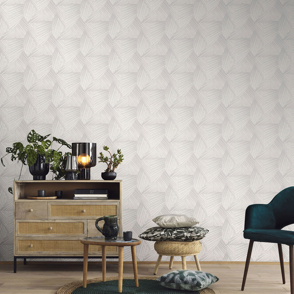 Galerie Elle Decoration Geometric Grey and Cream Wallpaper Image 2