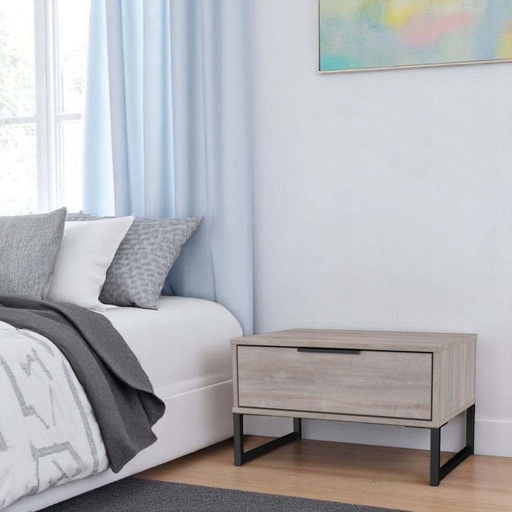 Crowndale Hong Kong Single Drawer Grey Oak Wide Side Table Ready Assembled Image 7