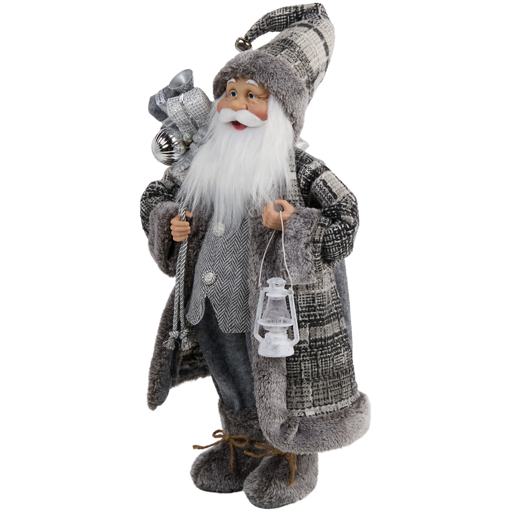 Scandi Standing Santa Decoration Grey Image 7