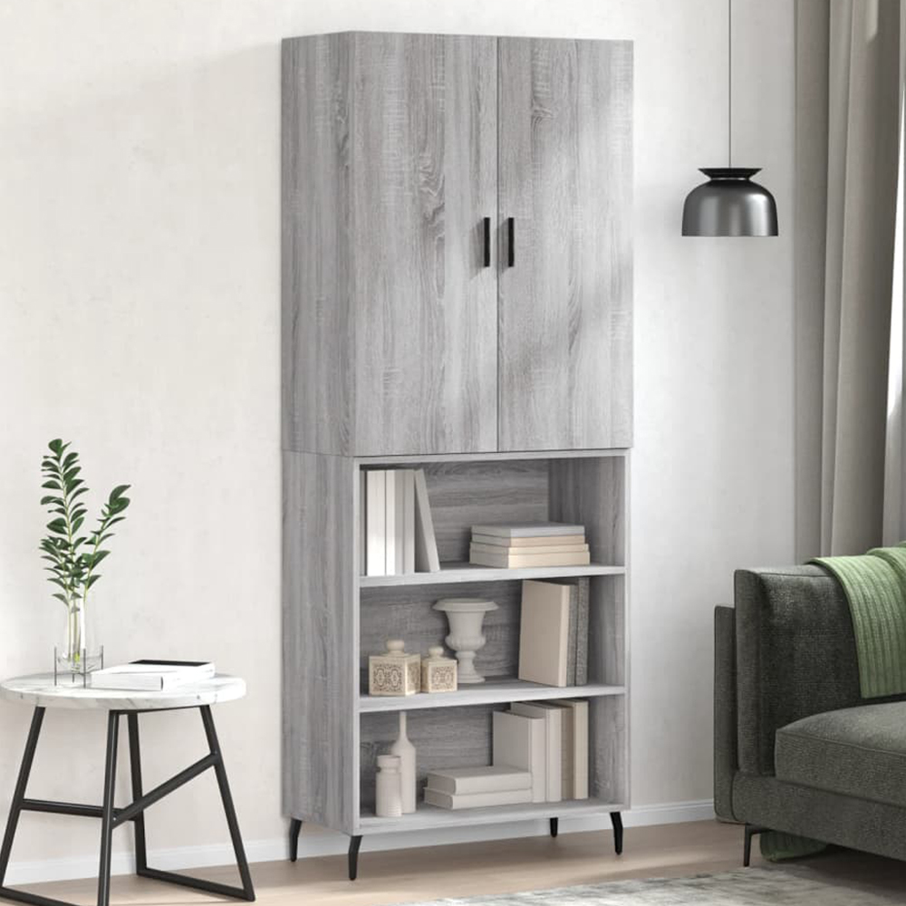 vidaXL 2 Door 3 Shelf Grey Sonoma Wide Highboard Image 1