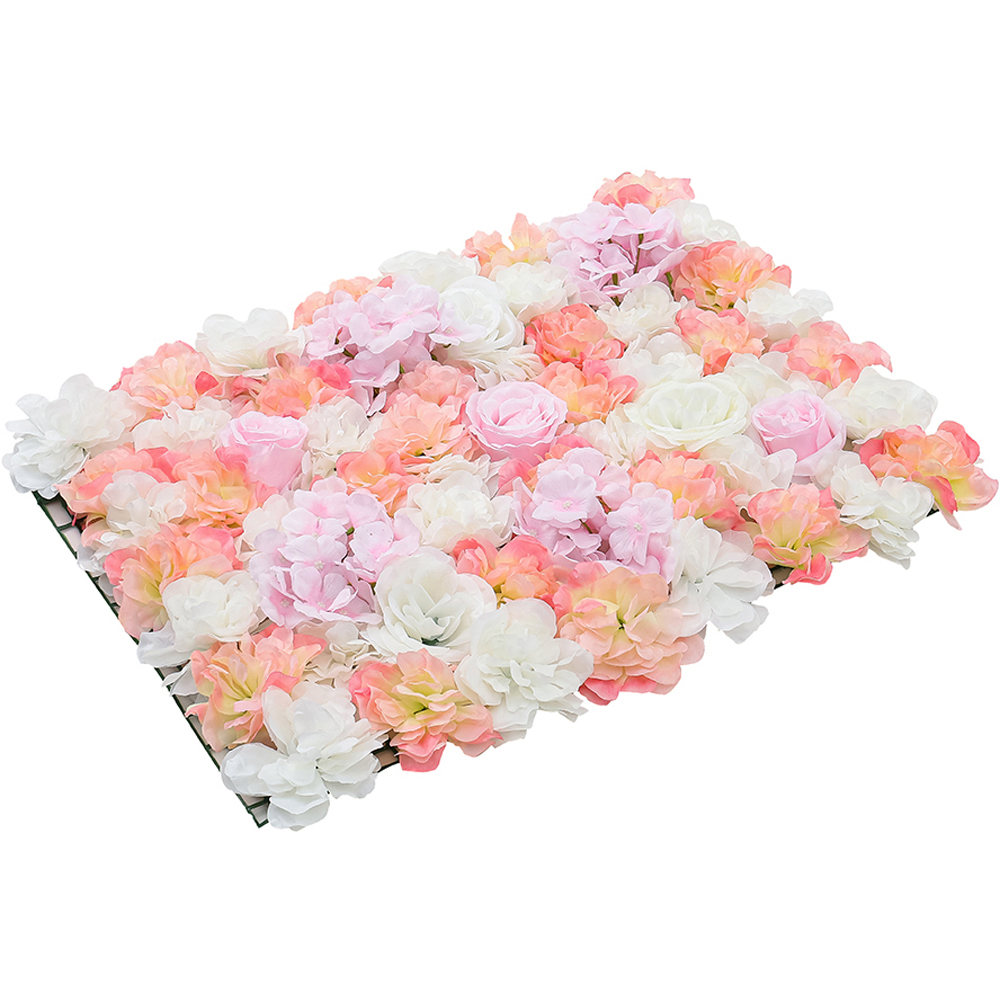 Living and Home Light Orange and Pink Artificial Rose Backdrop Wall Panel 60 x 40cm Image 1