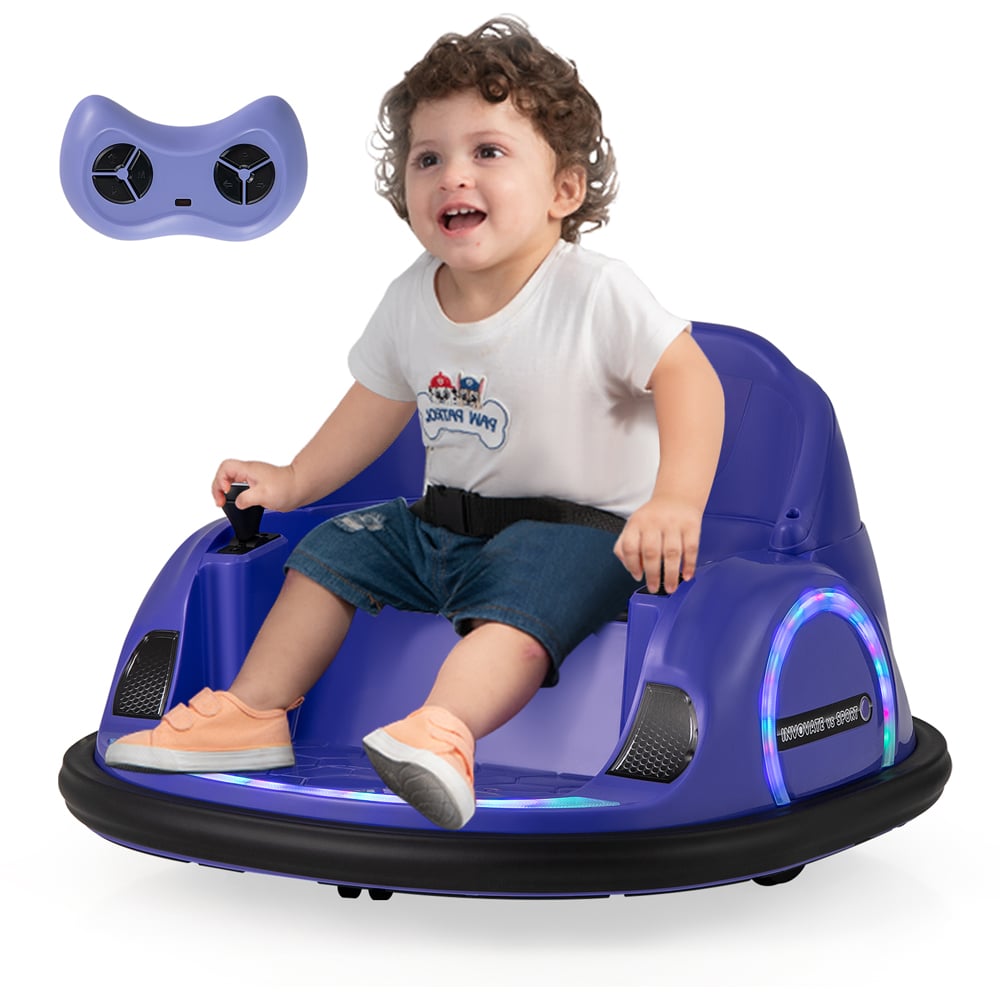 Costway Kids Purple Ride On Bumping Car with Flashing LED Lights 6V Image 2