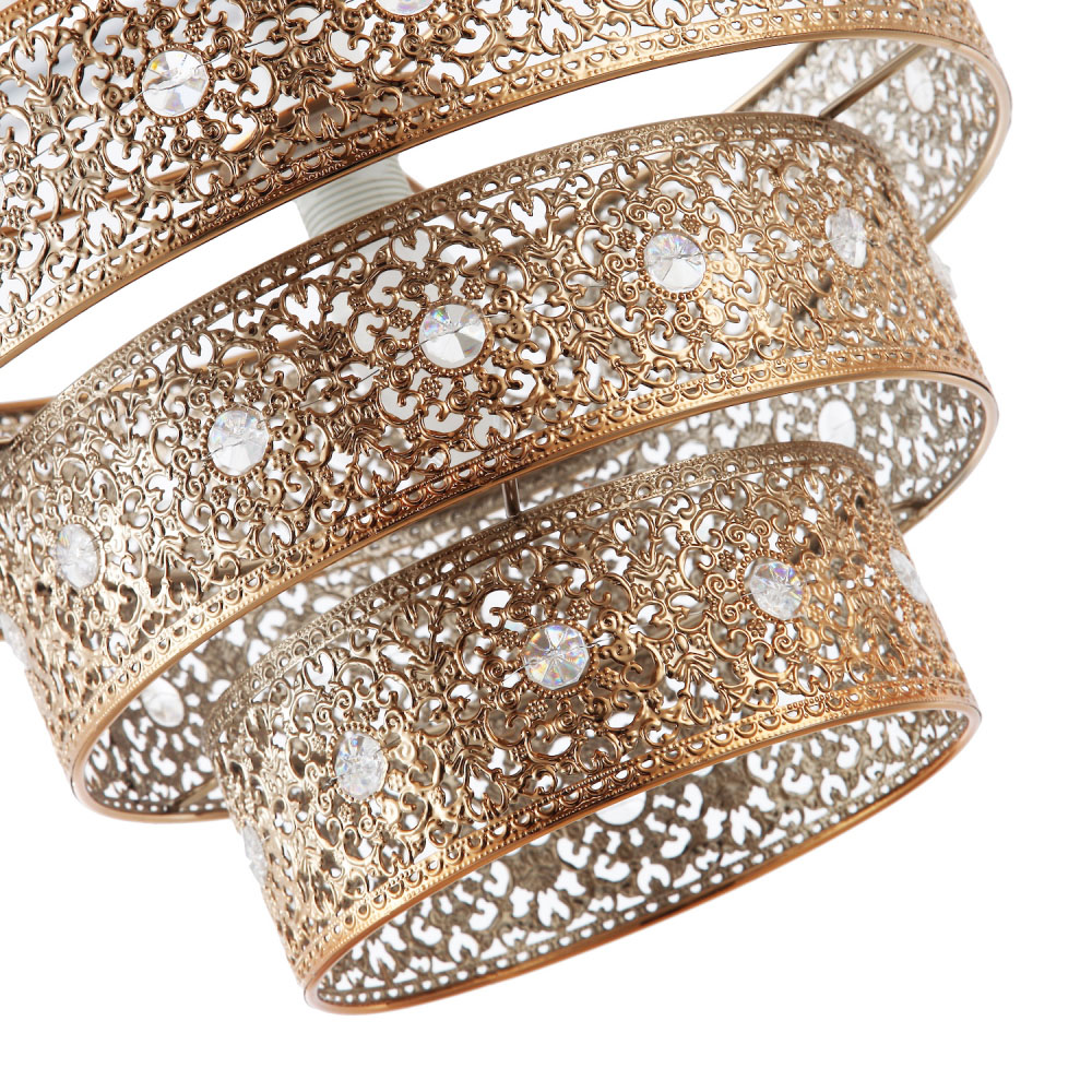 Happy Homewares Polished Gold Acrylic Gem Moroccan Style Triple Tier Pendant Shade Image 4