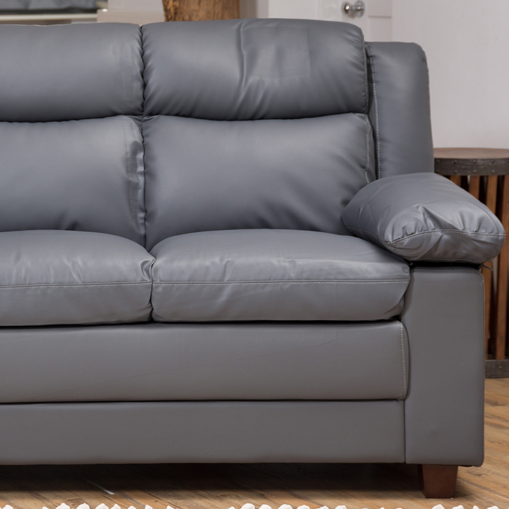 Standish 2 Seater Grey Bonded Leather Sofa Image 3