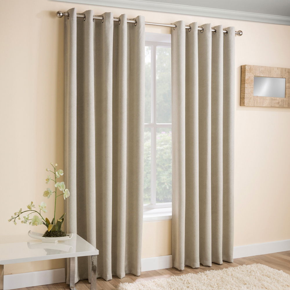 Enhanced Living Vogue Cream Thermal Blackout Eyelet Readymade Curtains 117 x 229cm Image 1