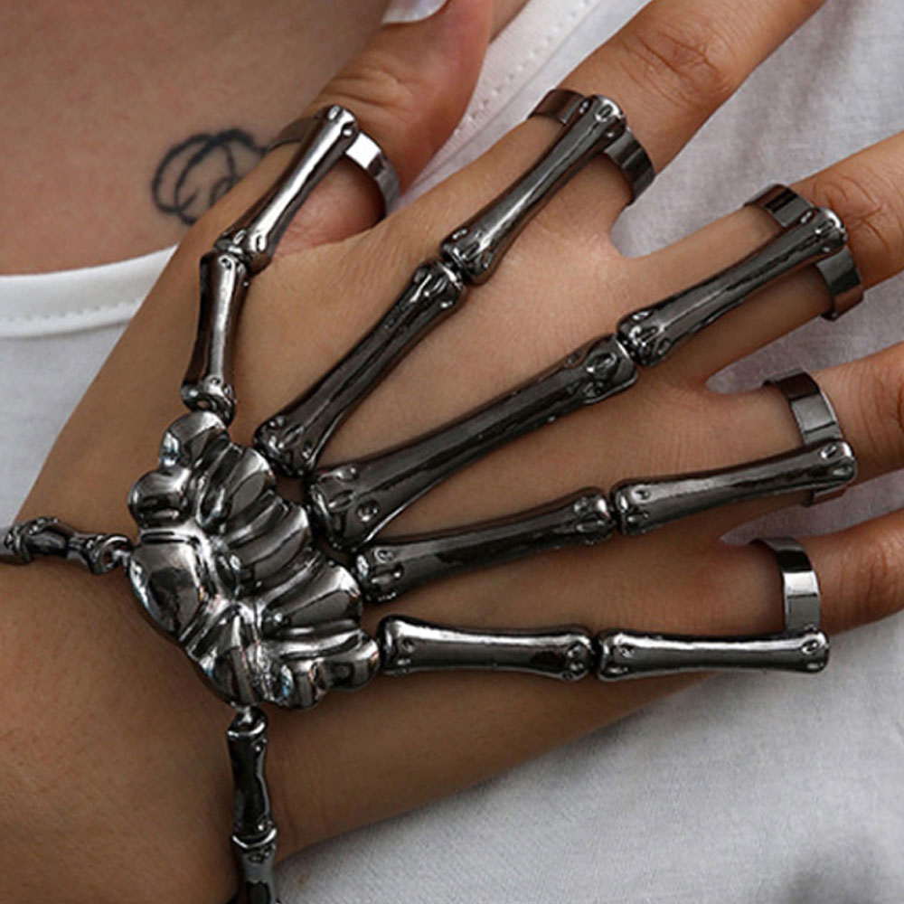 Jaoyeh Black Skeleton Hand Bone Bracelet Image 2