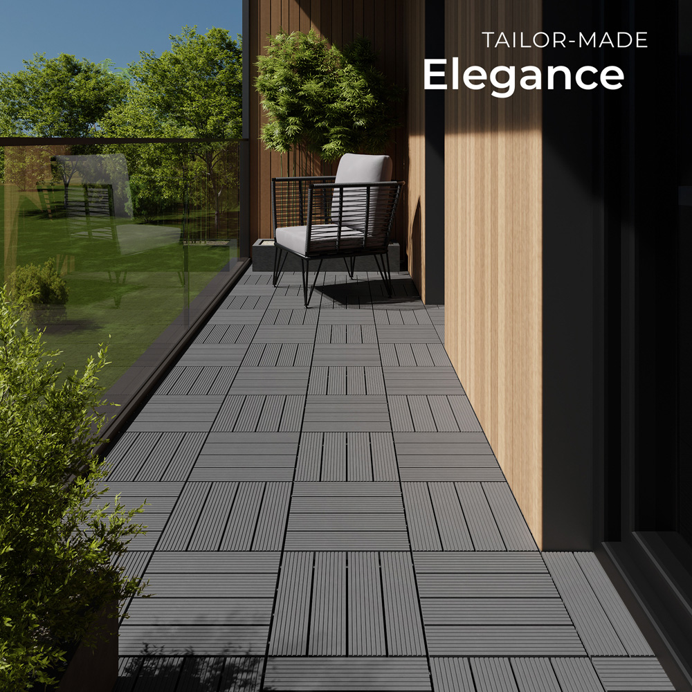 tectake Tegulas Grey Wood Lock Composite Decking 22 Pack Image 7