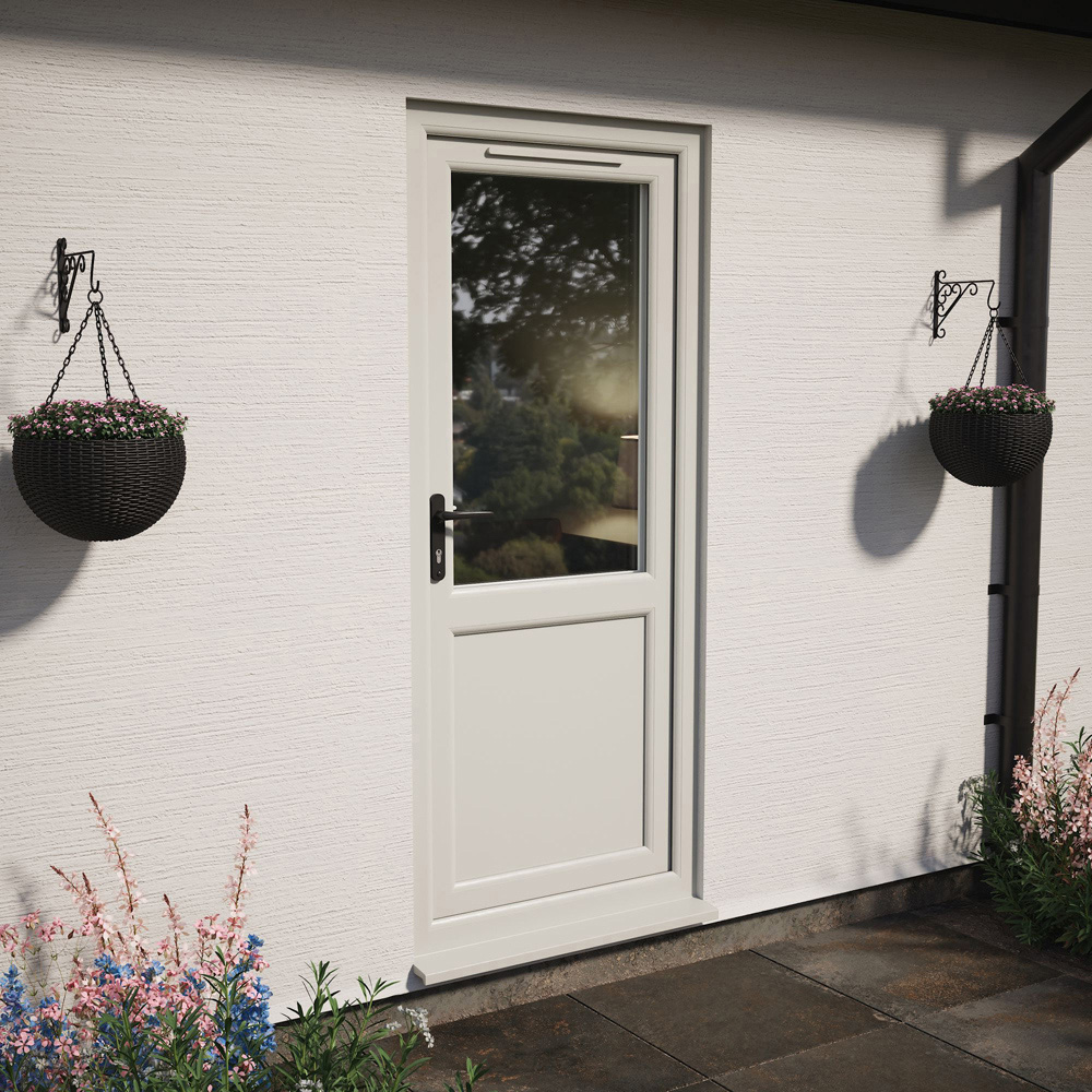 Crystal Agate and White Half Glass RH Open Obscure Triple Glazed Door 840 x 2090mm Image 2