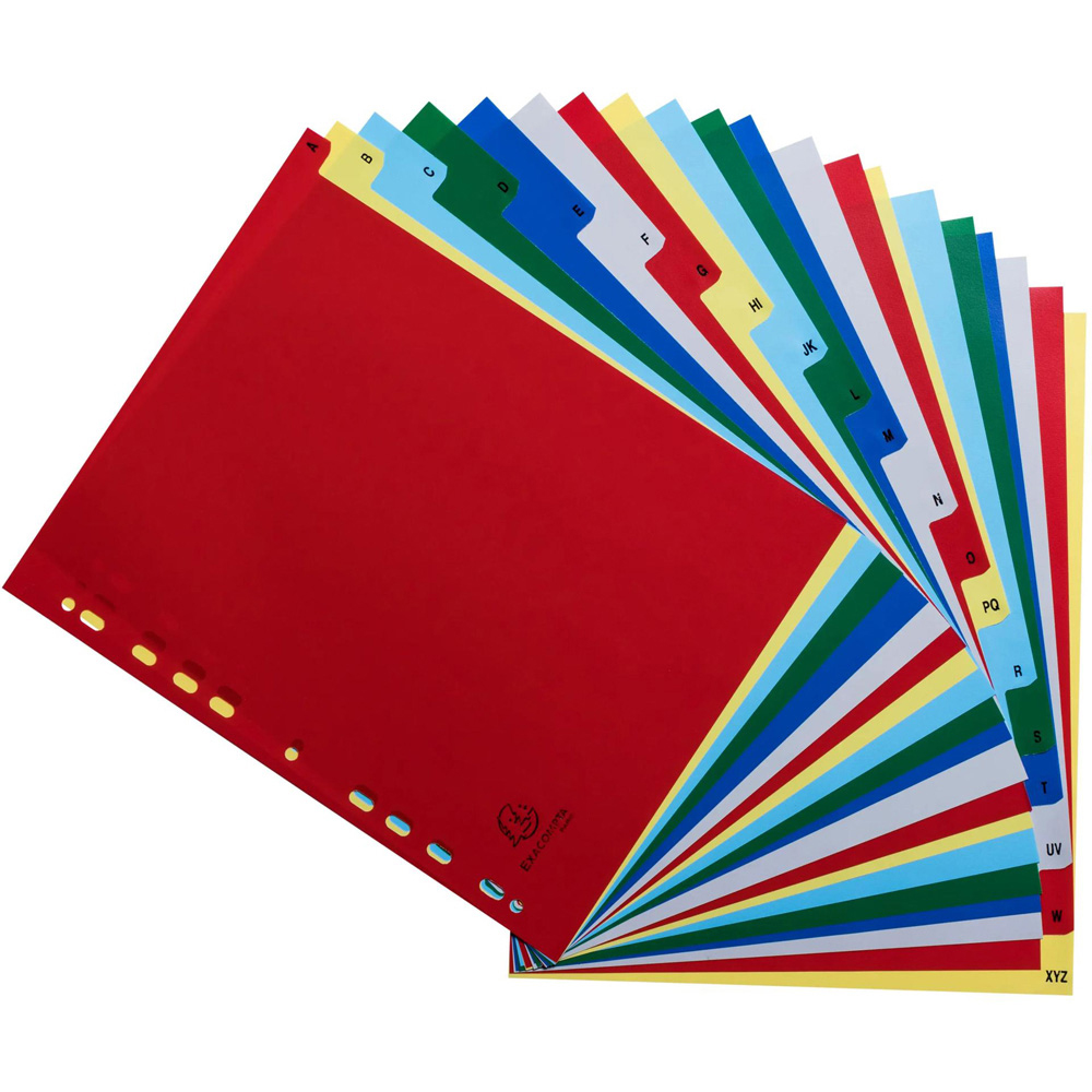 Exacompta A4 Maxi Bright Assorted Colour Polypropylene A-Z Divider with White Tabs 20 Pack Image 3