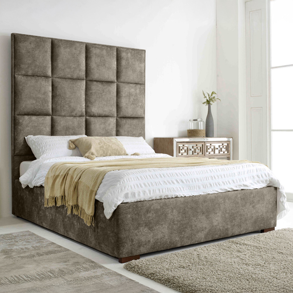 Eleganza Madelyn King Size Taupe Oakland Fabric Bed Frame Image 1