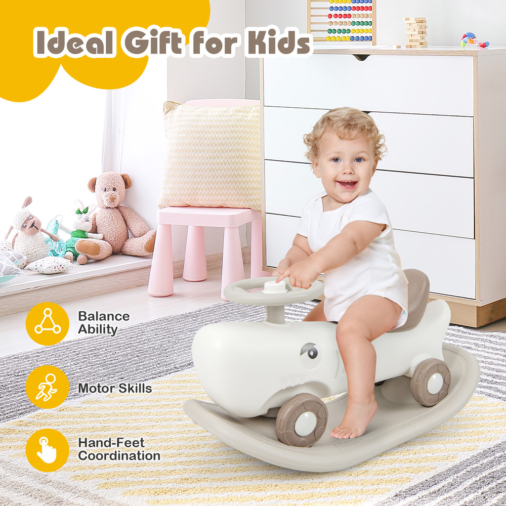 Costway Kids White 3 in 1 Convertible Rocking Horse Image 8