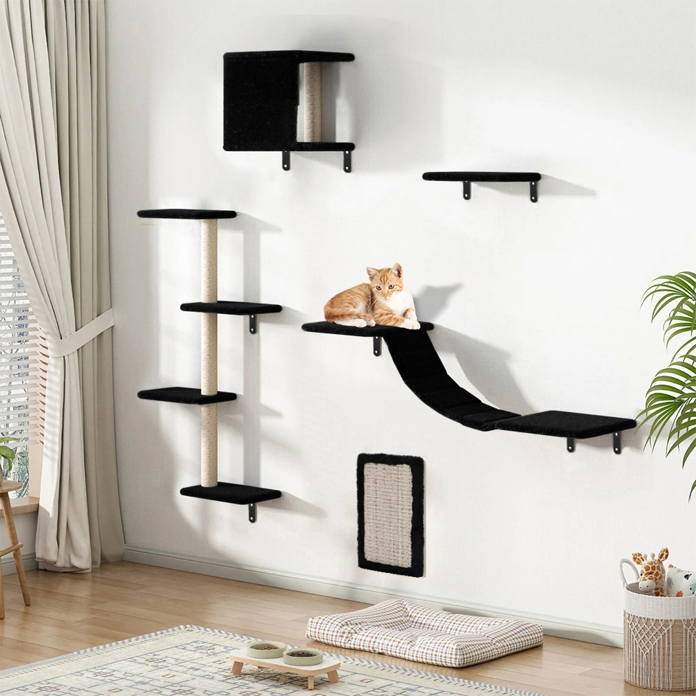 H&O Direct Black Cat Tree Set with Hammock and Jump Platform Image 2