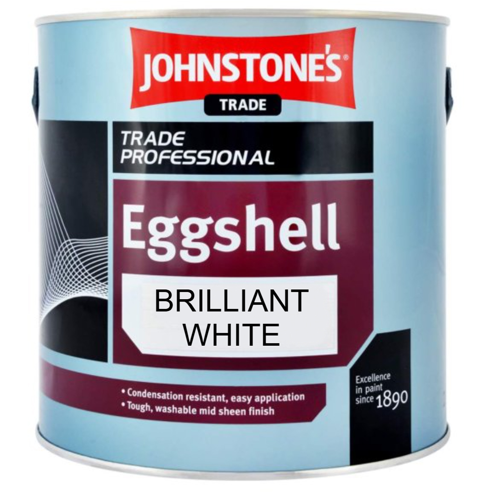 Johnstone's Trade Brilliant White Eggshell Mid Sheen Paint 2.5L Image 2