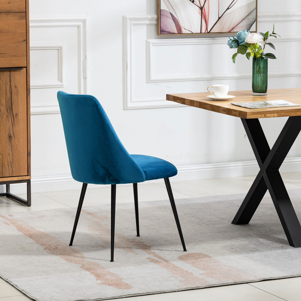 Artemis Home Morandi Set of 2 Blue Velvet Dining Chair Image 5
