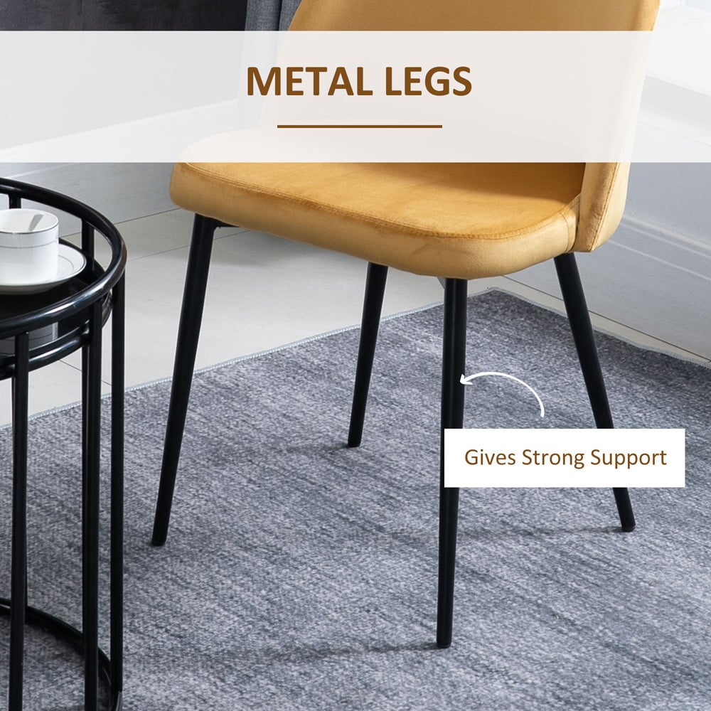 Portland Set of 2 Yellow Fabric Dining Chair Image 7