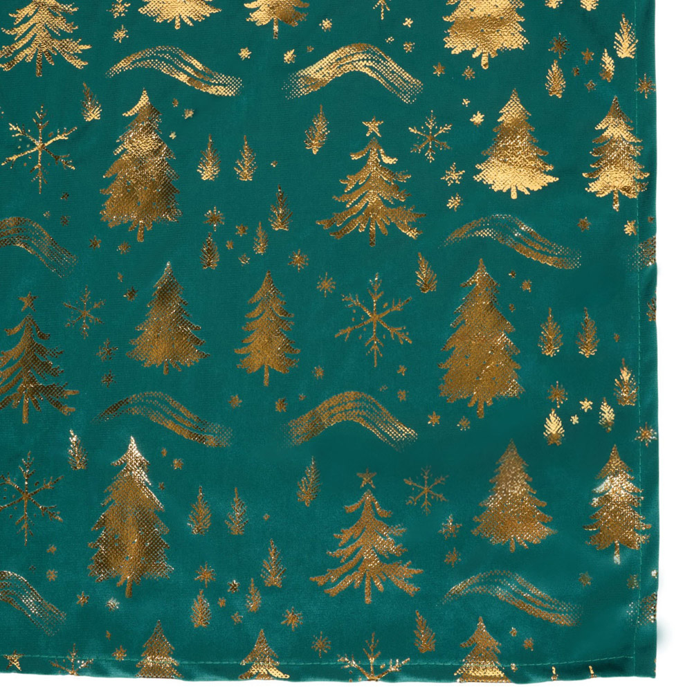 Golden Christmas Tree Table Runner Teal Image 4