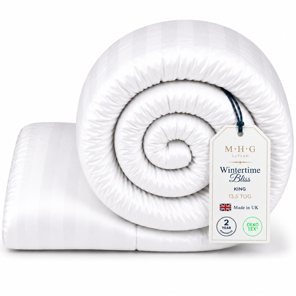 MHG Living King Size White Striped Winter Hollowfibre Duvet 13.5 Tog Image 3