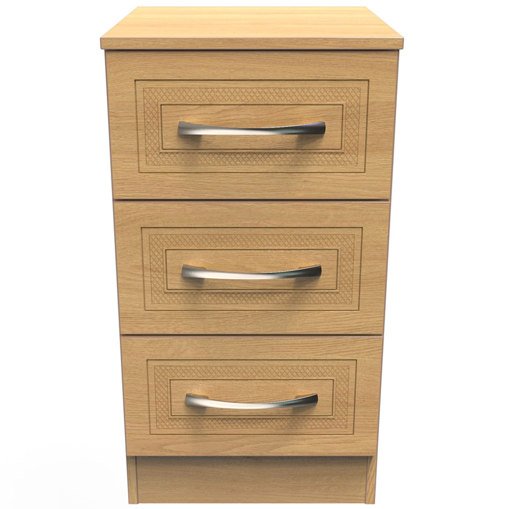Crowndale Dorset 3 Drawer Modern Oak Bedside Table with Wireless Charging Ready Assembled Image 3