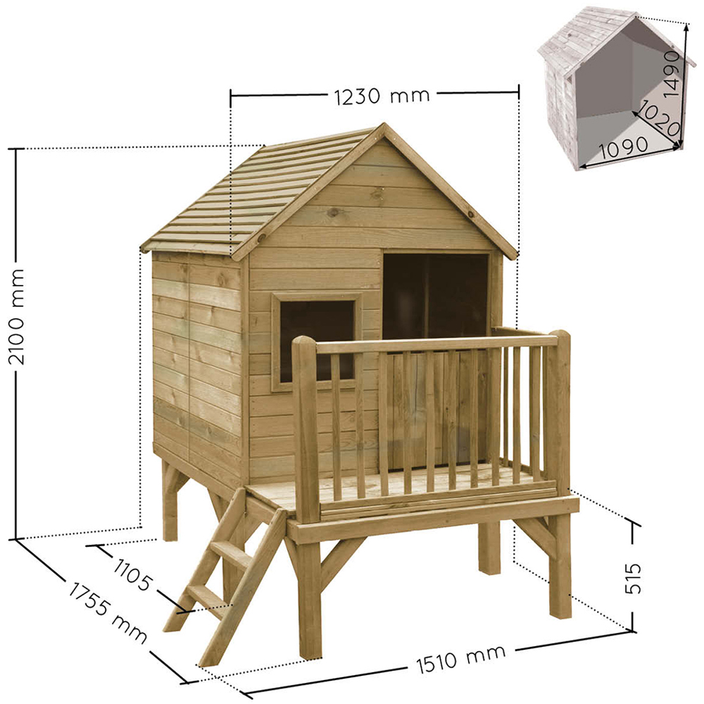 Soulet Winny 6 x 5ft Kids Wooden Platform Playhouse with Veranda Image 9