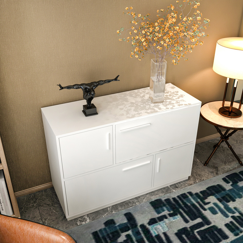 Decorotika Mares 4 Door White Sideboard Cabinet Image 5