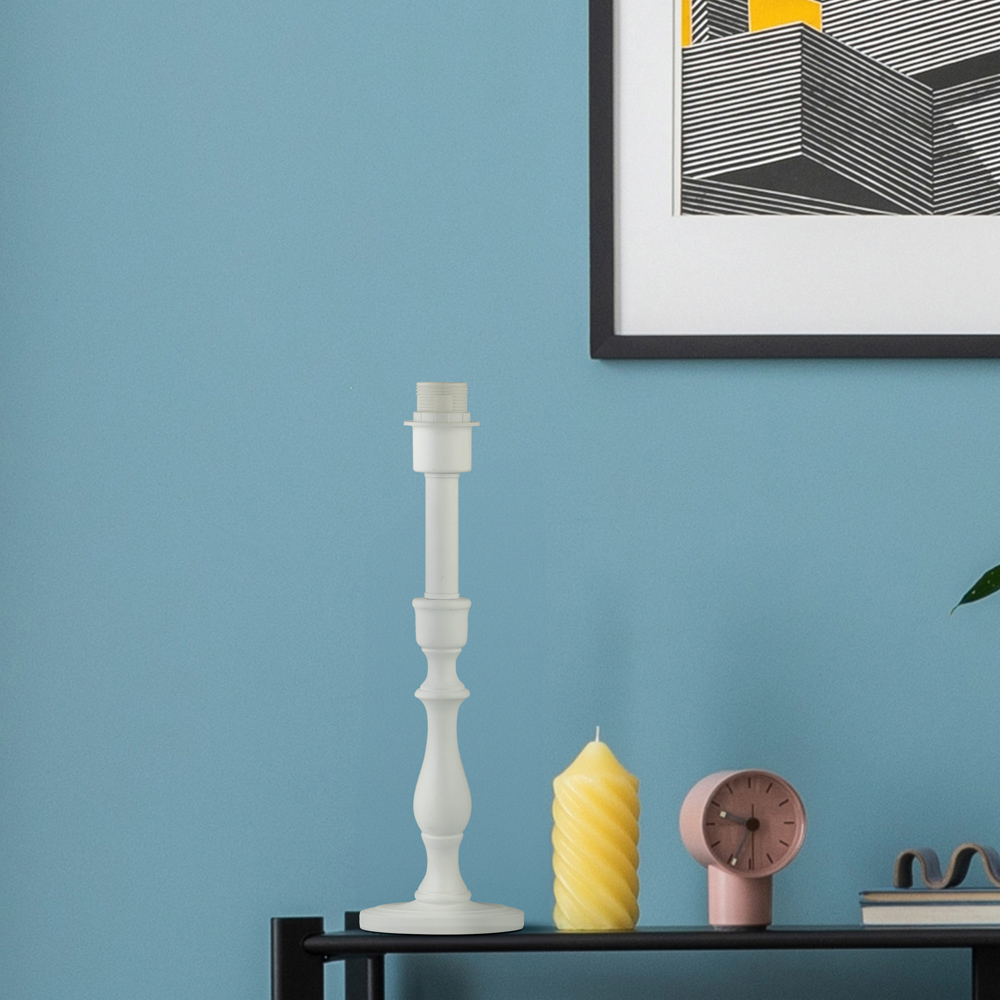 Lighting Collection Baldwin II White Spindle Cream Table Lamp Base Image 2