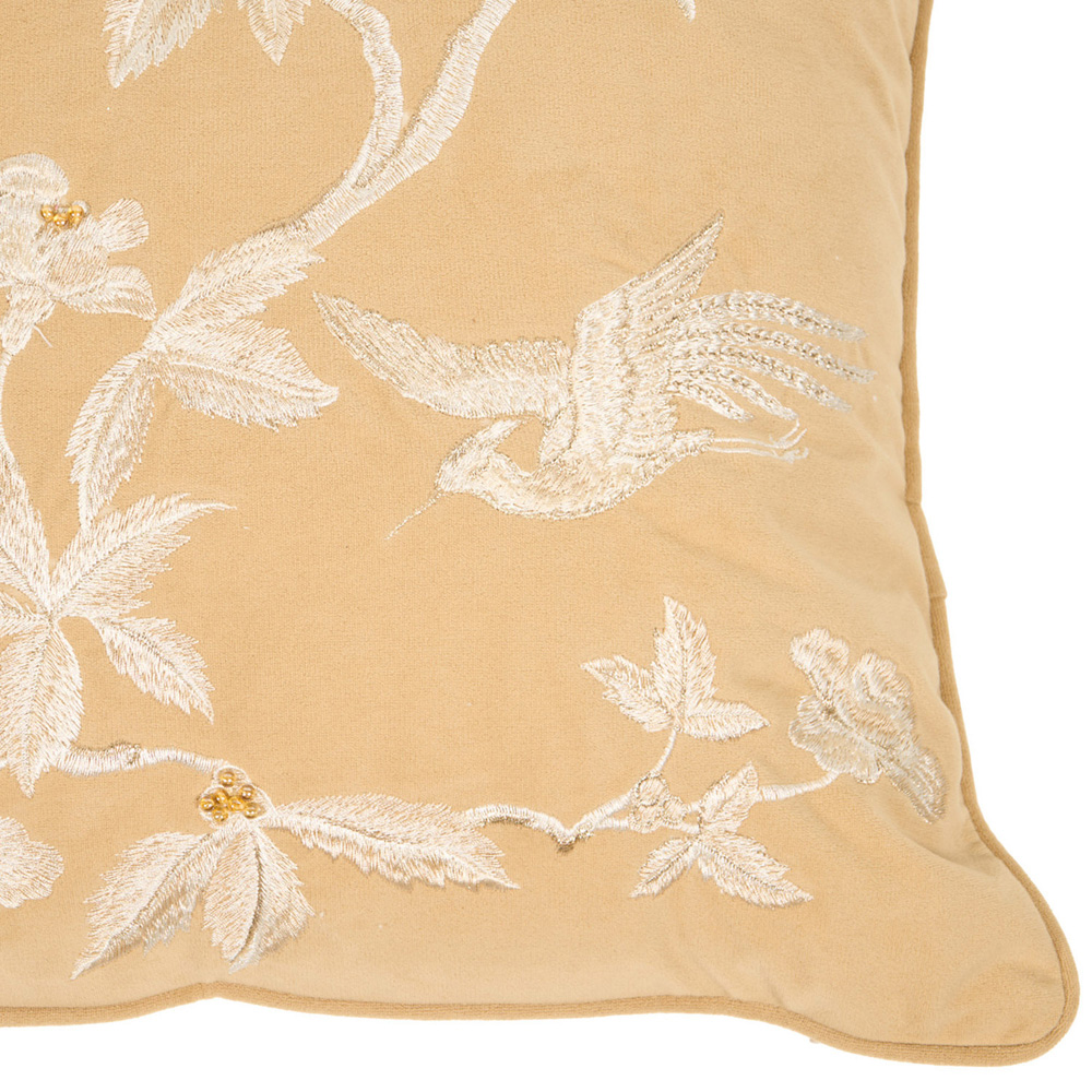 Embossed Bird Cushion Ochre Image 3