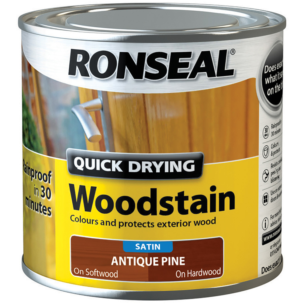Ronseal Quick Drying Antique Pine Satin Woodstain 250ml Image 2