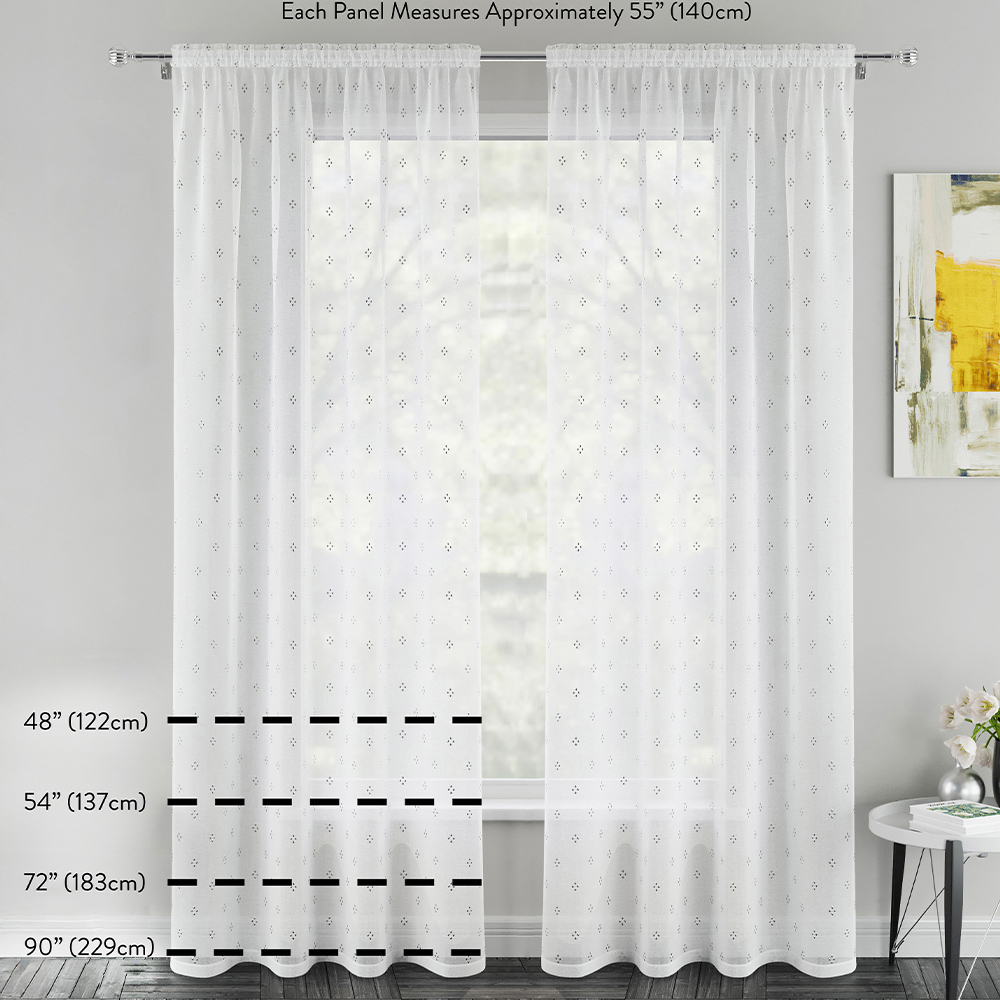 Tyrone Textiles Andorra Cream Textured Header Eyelet Voile Panel Curtains 140 x 137cm Image 5