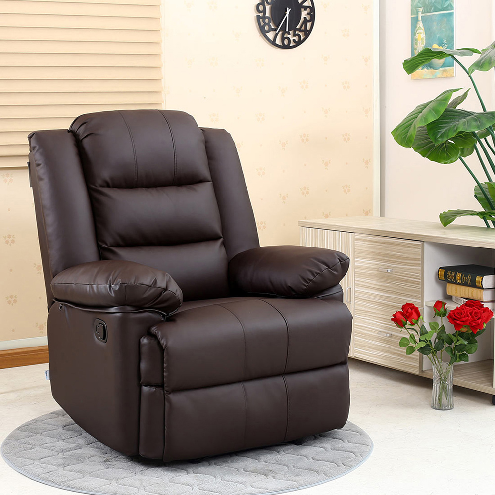 Furniture Online Loxley Brown Bonded Leather Manual Recliner Chair Image 7