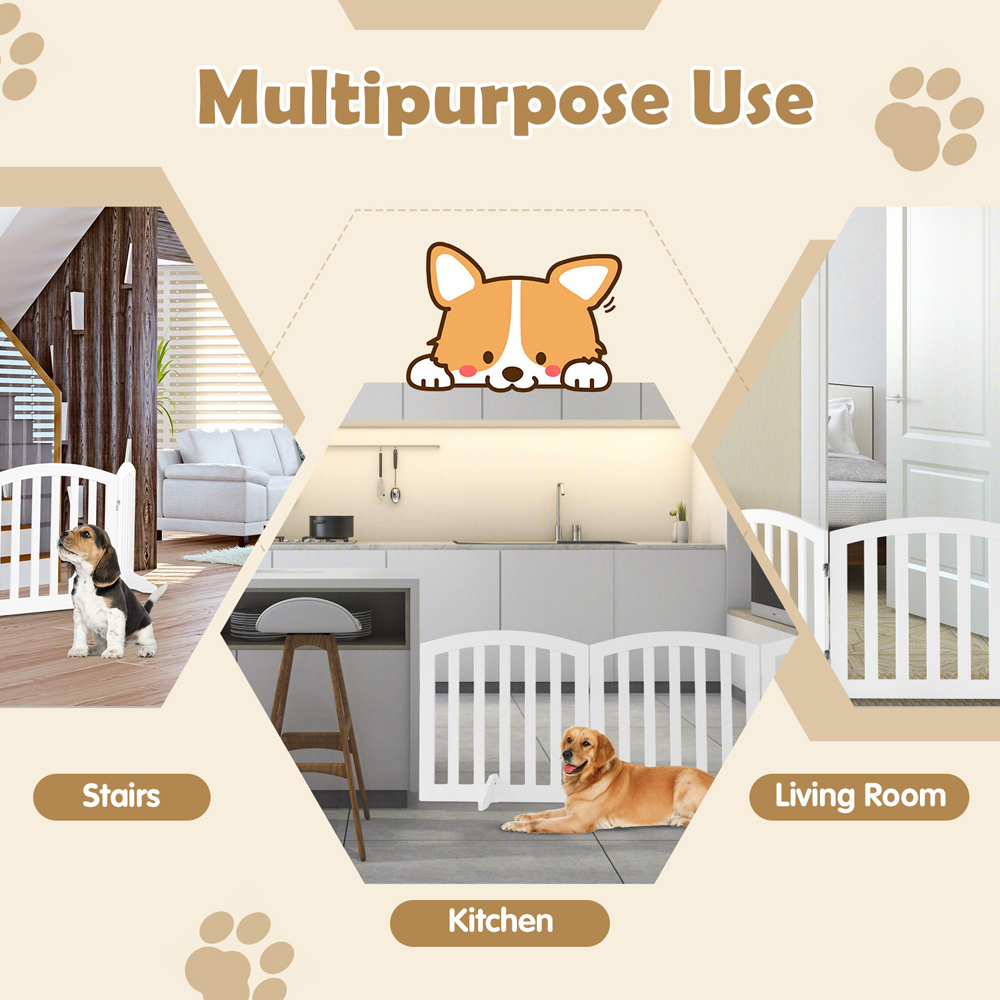 Costway 61cm White Safety Gate with Support Feet Image 8