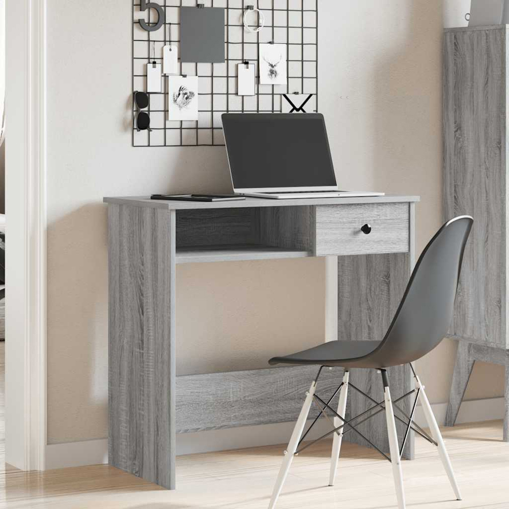 vidaXL Single Drawer Single Shelf Office Desk Grey Sonoma Image 9