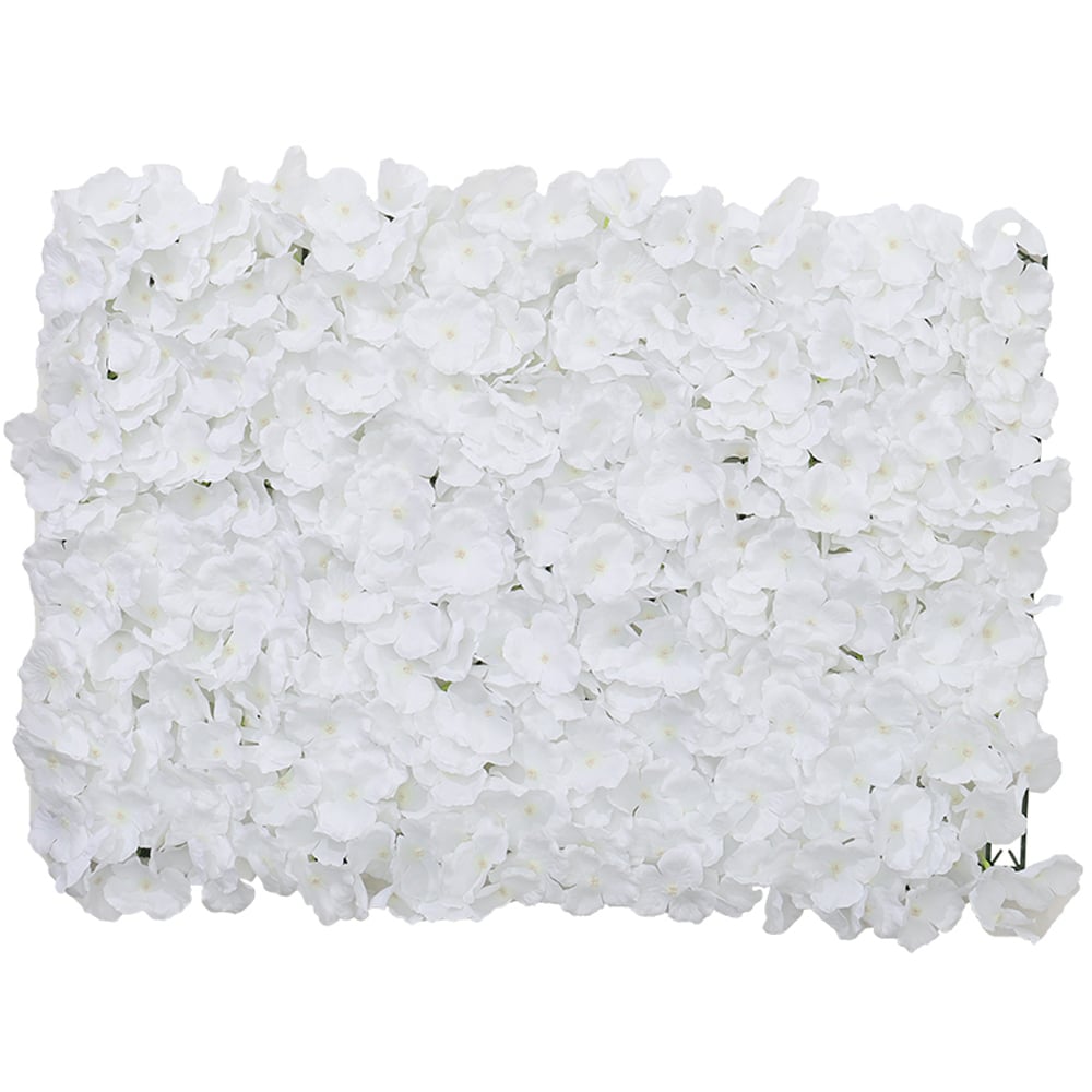 Living and Home White Silk Hydrangea Wall Panel 60 x 40cm Image 1
